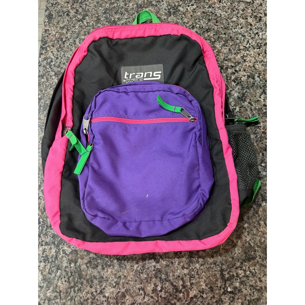 Trans by JanSport Backpack Color Block Pink Purple Black Neon Green 90s Style